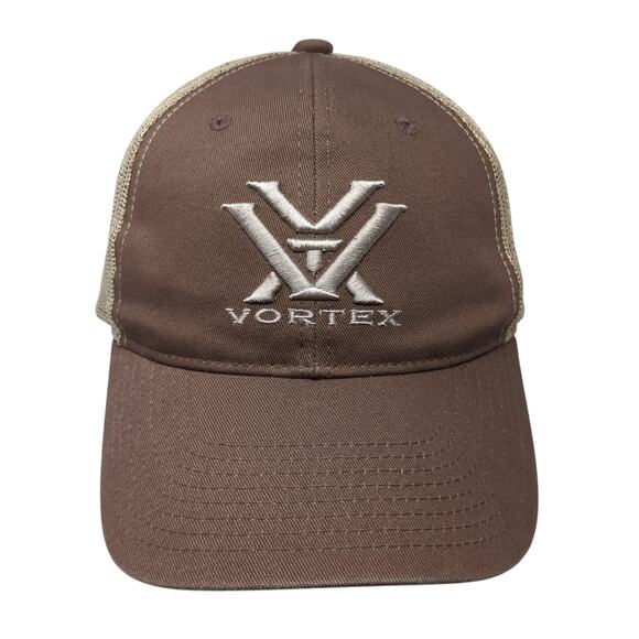 Vortex Snapback Trucker Hat Brown One Size Adjustable Mesh Back 6 Panel - Picture 1 of 9